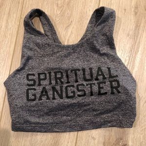Spiritual Gangster Grey razor back crop Sports br